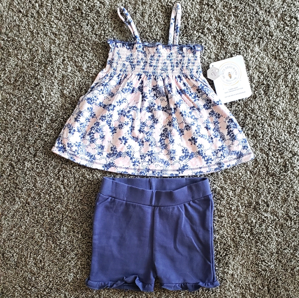 NWT Burt's Bees 3-6mo baby summer outfit
